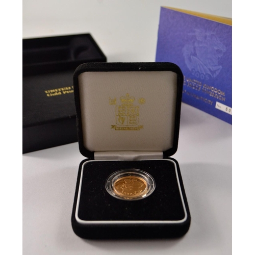 88 - GOLD PROOF FULL GOLD SOVERIGN 2005 in luxury presentation case with certificate No 6096