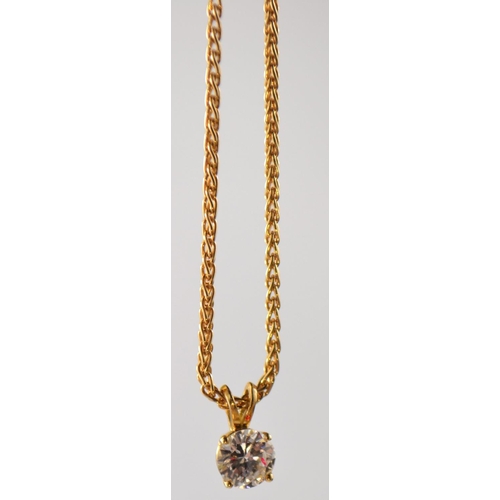 9 - STUNNING 0.75 ct round cut diamond set pendant on 18ct gold chain. Chain hallmarked London 750, 18ct... 