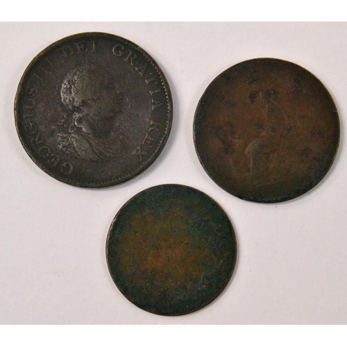 96 - RARE 1799 BRONZED PROOF HALFPENNY, BRITISH COIN FROM GEORGE III andand an 1807 bronzed half penny in... 