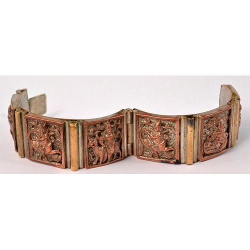 54 - UNUSUAL Vintage INDIAN alloy metal bracelet depicting 6 INDIAN DEITIES -really stunning!