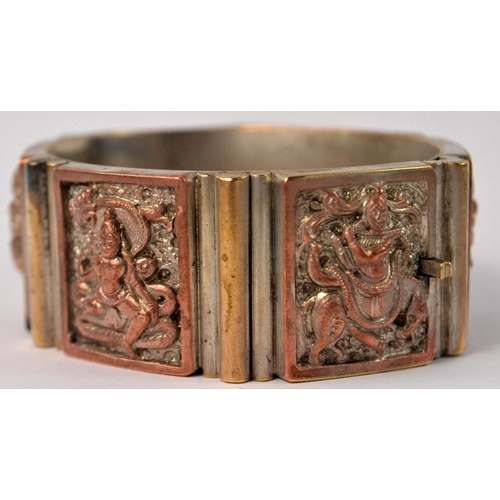 54 - UNUSUAL Vintage INDIAN alloy metal bracelet depicting 6 INDIAN DEITIES -really stunning!