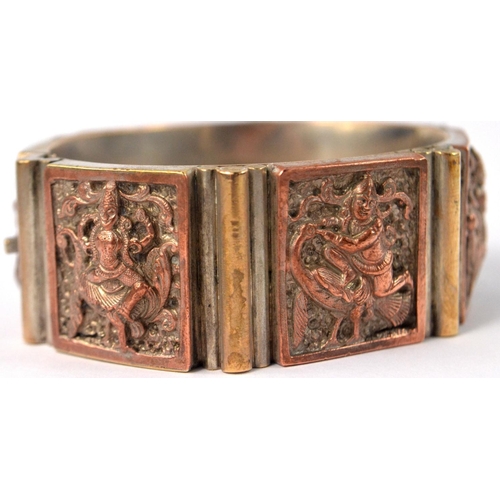 54 - UNUSUAL Vintage INDIAN alloy metal bracelet depicting 6 INDIAN DEITIES -really stunning!