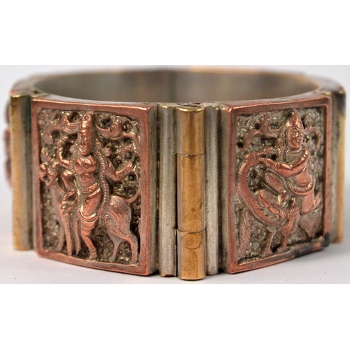 54 - UNUSUAL Vintage INDIAN alloy metal bracelet depicting 6 INDIAN DEITIES -really stunning!