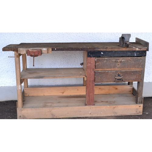 751 - TAKE NOTE DIY'ERS Very Old workbench with a vintage clamp and vice