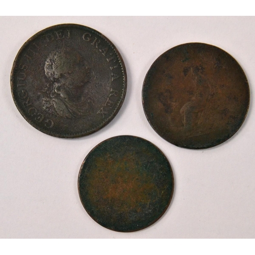 87 - RARE 1799 BRONZED PROOF HALFPENNY, BRITISH COIN FROM GEORGE III andand an 1807 bronzed half penny in... 