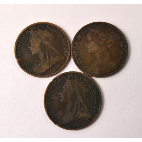 88 - A set of 3 pennies to include 2 x 1899 Queen Victoria Pennies and an 1879 Queen Victoria penny