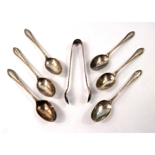 127 - WALKER & HALL Ltd Sheffield vintage canteen to include 6 teaspoons and a set of sugar tongs and a se... 