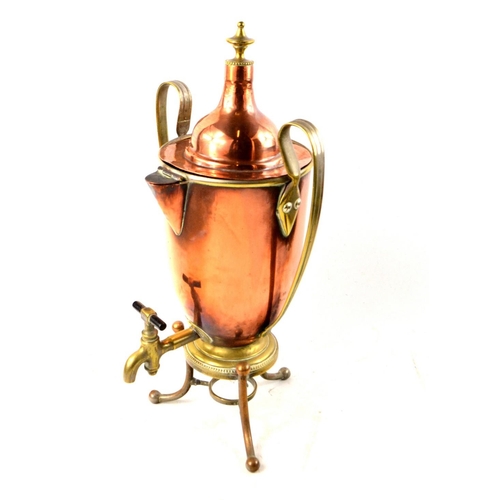 128 - Georgian copper and brass samovar c1820's in great condition and intact with burner 37cm Height