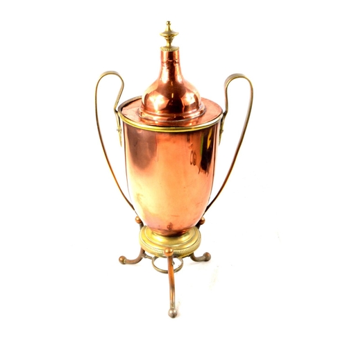 128 - Georgian copper and brass samovar c1820's in great condition and intact with burner 37cm Height