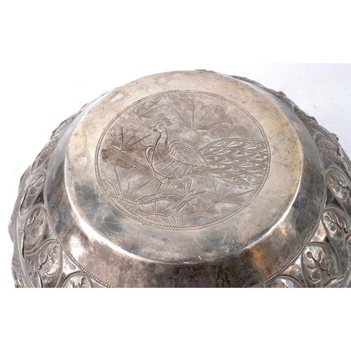 149 - 902g FANTASTIC! Antique late-19th Century Burmese (Myanmar) solid 'white metal' thabeik repousse' bo... 