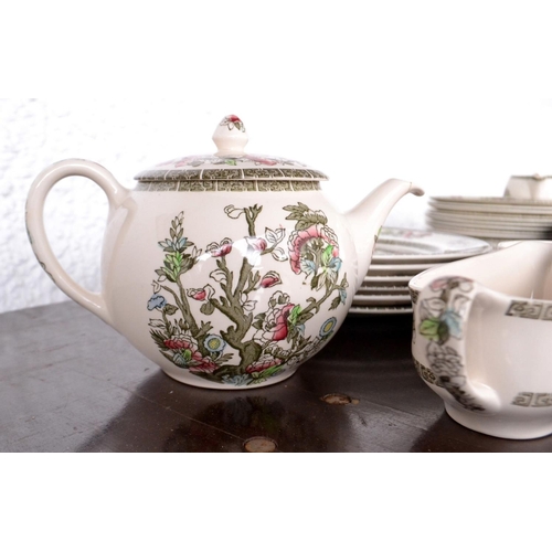 165 - JOHNSON BROS INDIAN TREE ENGLAND transfer print dinner service to include a tea pot(damaged spout)a/... 