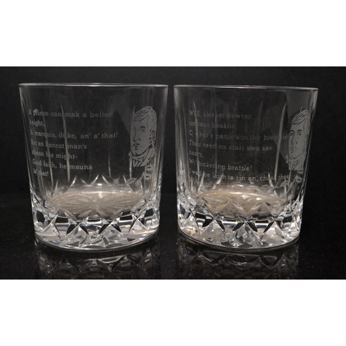 201 - 2 EDINBURGH CRYSTAL Robert Burns celebration glasses