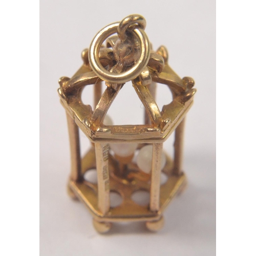 65 - 8 QUALITY 9ct gold charms to include a novelty one pound bank note, a set of 3 keys on a ring, A Noa... 