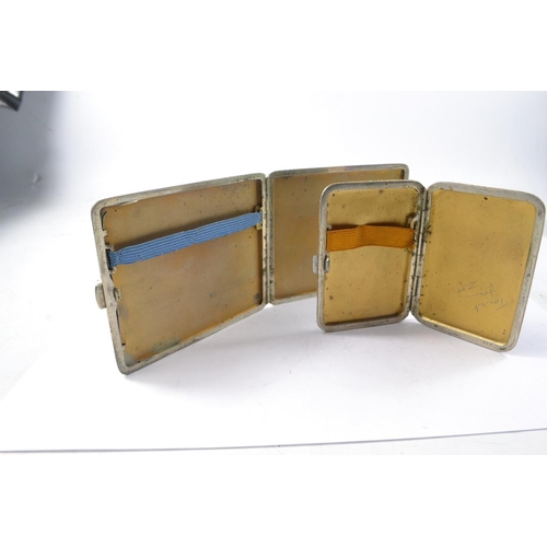 80 - 2 vintage shagreen style textured cigarette cases. One blue , the other green, the largest size blue... 