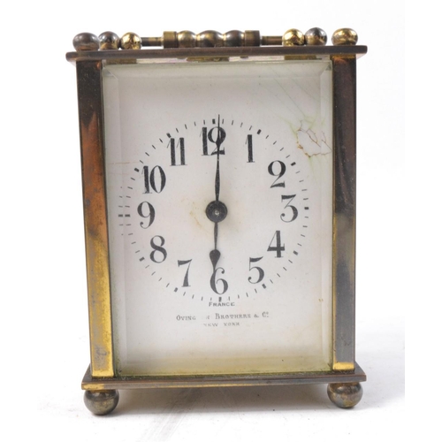 85 - RARE late 19th century brass vintage carriage clock, origin France, retailed by OVINGTON BROS NEW YO... 