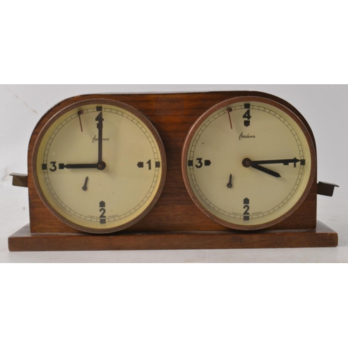 86 - RARE MODEL HUNGARIAN OMIKRON twin clock 'chess players clock', dimensions 22cm L x 11cm W and one ot... 