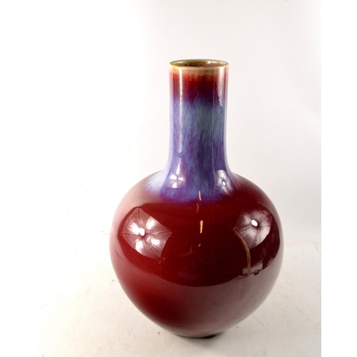 112 - RARE Chinese SANG de BEOUF large bottle neck porcelaine vase in signature Chinese Oxblood base colou... 