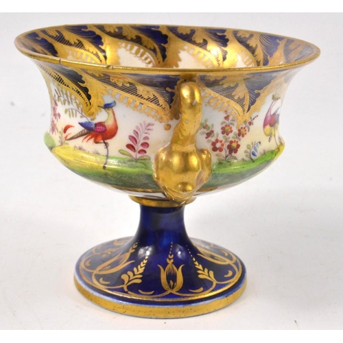 114 - Early 19th century raised bowl hand painted 10cm H x 9cm D