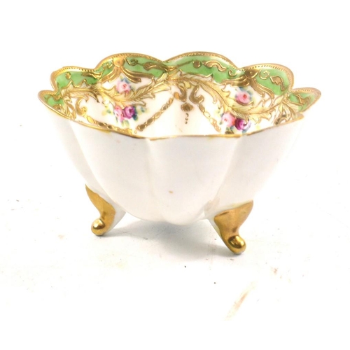 127 - Noritake gilded bowl on tripod feet