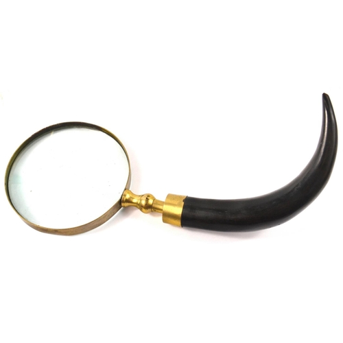 151 - Antique horn and brass magnifying glass