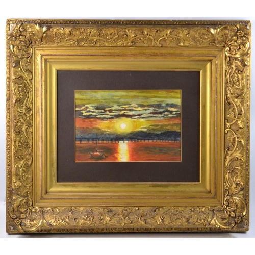 193 - ELEANOR TURNER 'Sunset over Tay Bridge, 30cm x 25cm