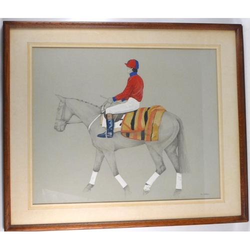 203 - Large watercolour horse and rider