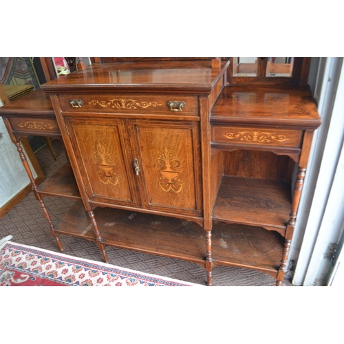 277 - Victorian Rosewood(finest quality)mirrored gantry display case with inlaid marquetry - a nice exampl... 