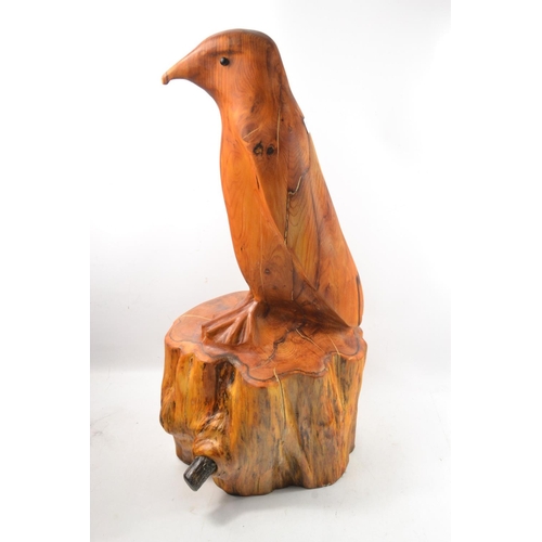 288 - (24)BESPOKE - Locally(Scottish Borders) hand carved from a piece of Yew bird of Prey