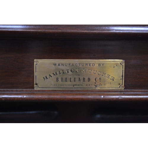 296 - 3/4 size HAMILTON & TUCKER billiard table with hard wood top cover and dust cover(cost new over £750... 