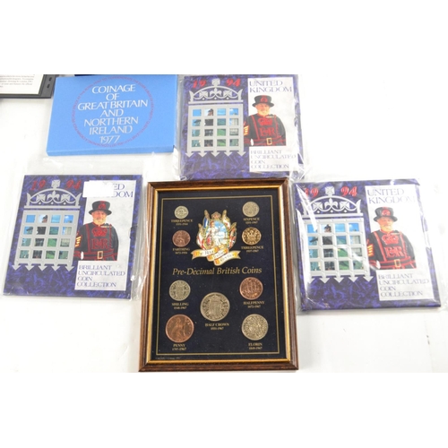 90 - (23) 3 uncirculated coin sets, 3 1995 uncirculated coin sets, 1977 coin set, pre decimal British plu... 