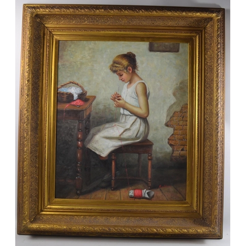 104 - R Wilson British oil on canvas modern print Height 60cm x Length 50cm in quality gilt frame.