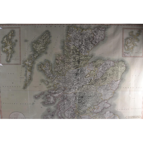 124 - STUNNING and rare to find ! Large framed SCOTLAND map by JOHN GRAY published 1801 with original hand... 