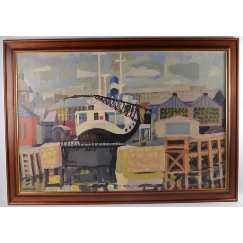 13 - BARBARA 'BABS' REDPATH (b1924) 'dockyard scene' signed BABS REDPATH lower left corner '57. Condition... 