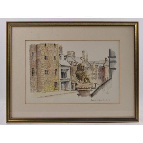 151 - JANET PANTHER Scottish Gatehouse of Holyrood' watercolour signed JP '73 25cm length x 20cm Height an... 