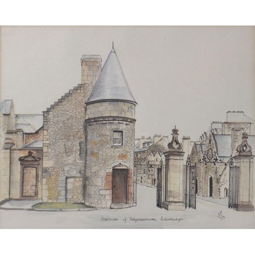 151 - JANET PANTHER Scottish Gatehouse of Holyrood' watercolour signed JP '73 25cm length x 20cm Height an... 