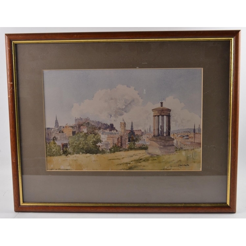 32 - GILES LE MAITRE 'Calton Hill' watercolour artist signed bottom right. Condition Report: Prior to bid... 