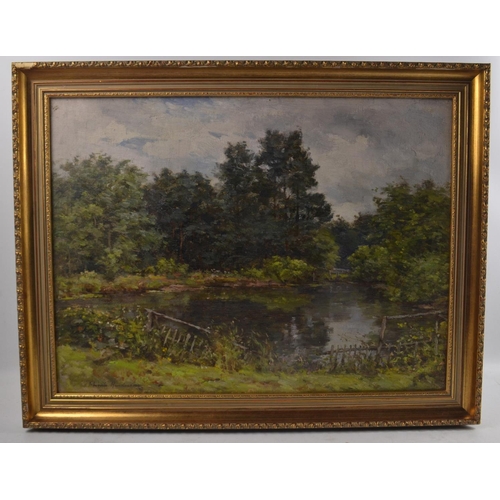 38 - JOSEPH MORRIS HENDERSON RSA (1863-1936)Oil painting on canvas signed lower left waterside scene size... 