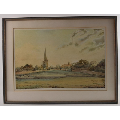 6 - R J NAISMITH Scottish 'Bottesford Church' watercolour 34cm x 51cm. Condition Report: Prior to biddin... 