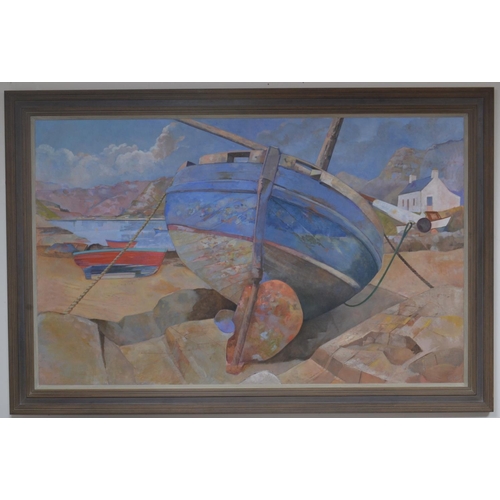 68 - Sophie McPherson British 'Boat' Plockton oil on canvas 6' x 4'. Condition Report: Prior to bidding, ... 