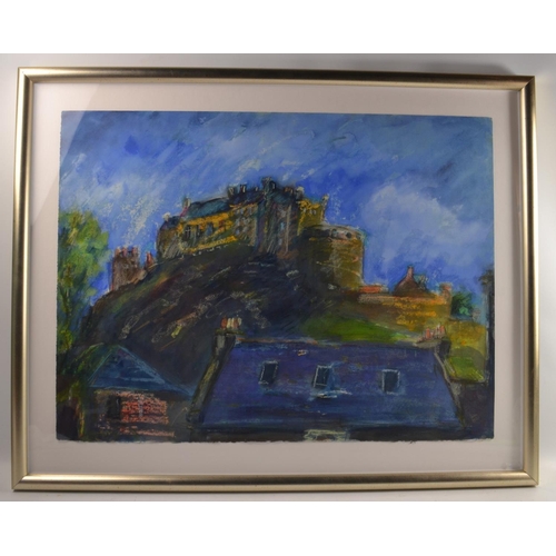 82 - ANDREW BROWN Scottish 'Edinburgh Castle' watercolour and wax resist. Condition Report: Prior to bidd... 