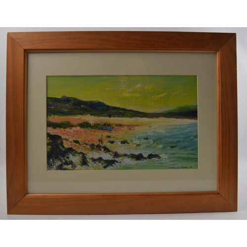 86 - Leonard Pinder British Framed and glazed oil painting of Scottish coastal scene entitled 