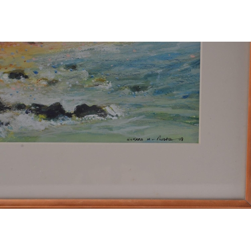 86 - Leonard Pinder British Framed and glazed oil painting of Scottish coastal scene entitled 