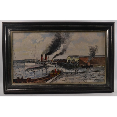 88 - RH WYLLIE, Scottish, Ardrossan Pier, Glasgow oil on board.