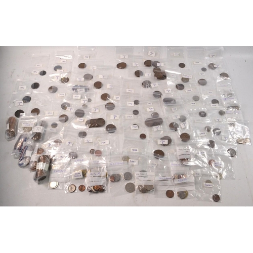 26 - A large selection of British and World coins with list within, to include a large quantity of penny'... 