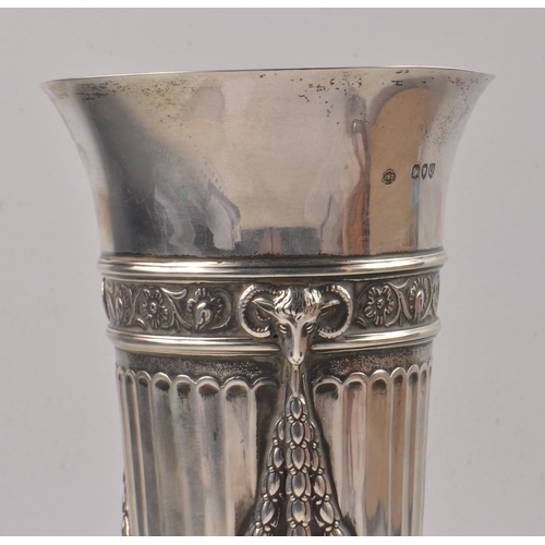 101 - Silver Hallmarked 1891 silver vase in Romanesque style