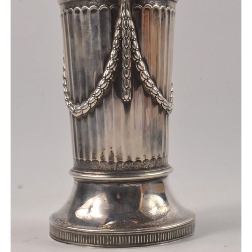 101 - Silver Hallmarked 1891 silver vase in Romanesque style