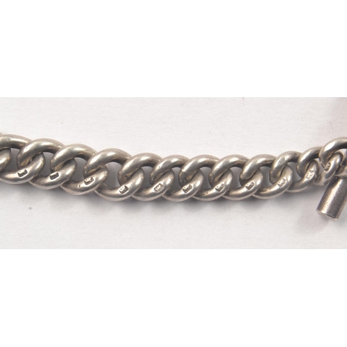 151 - Antique SilverLion 'W' Hallmarked watch chain with bar, each link is individually Hallmarked Lion st... 