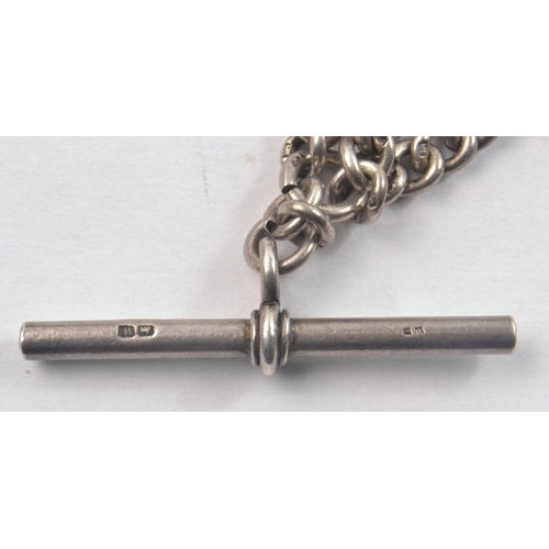 151 - Antique SilverLion 'W' Hallmarked watch chain with bar, each link is individually Hallmarked Lion st... 