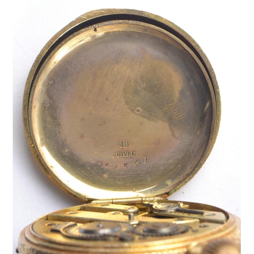 153 - CEdwardian 18kt stamped gold cased ladies antique pocket watch 3.5cm diameter with an ornately decor... 