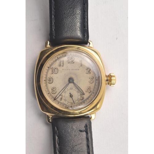 155 - Rare 1920's vintage bubble back Rolex Oyster wrist watch with second hand dial. Has black leather st... 